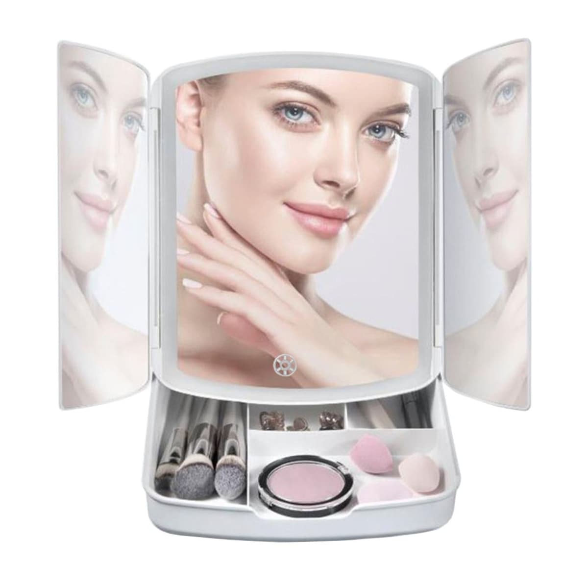 LED-sminkspegel med 5x förstoring och förvaring