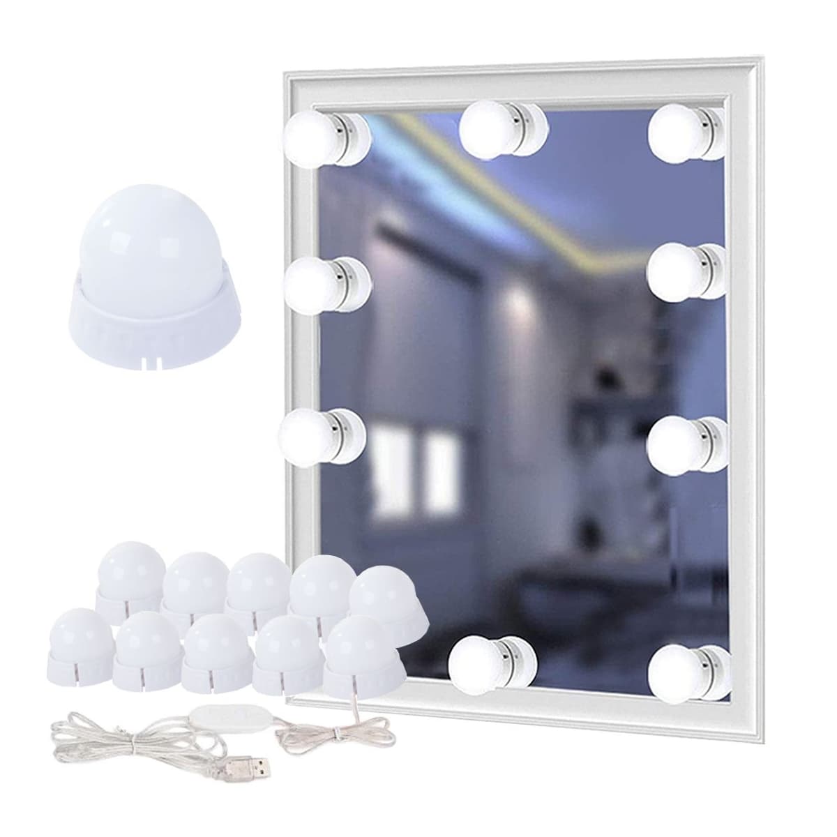 LED-spegelbelysning, 10 lampor, USB