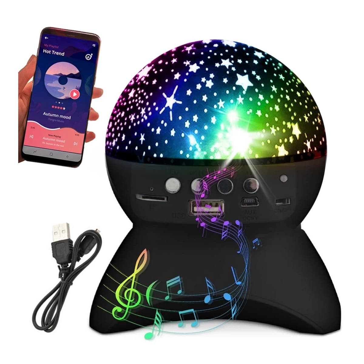 LED-stjärnprojektor med Bluetooth-högtalare