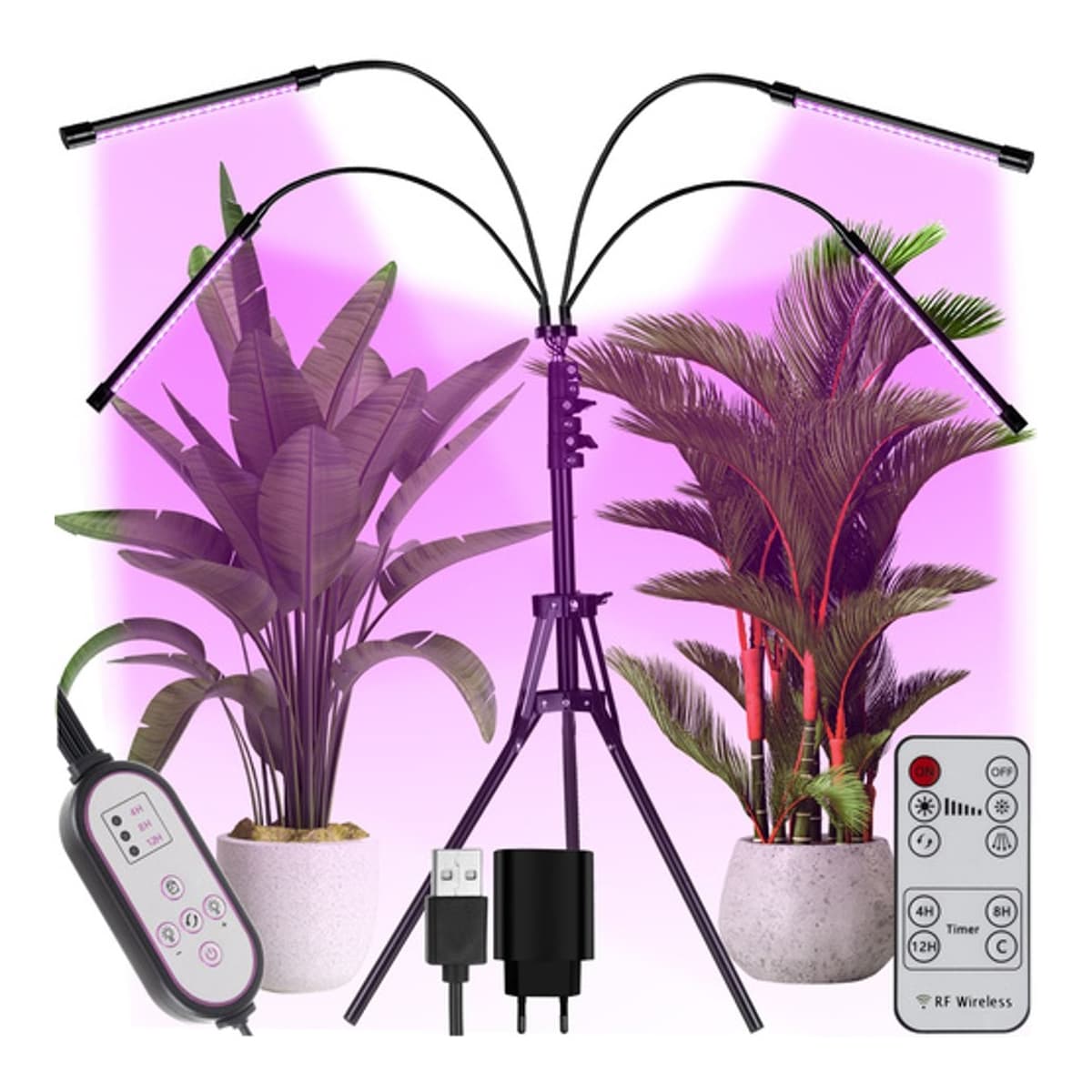 LED-växtlampa 80 dioder med stativ 73-153 cm