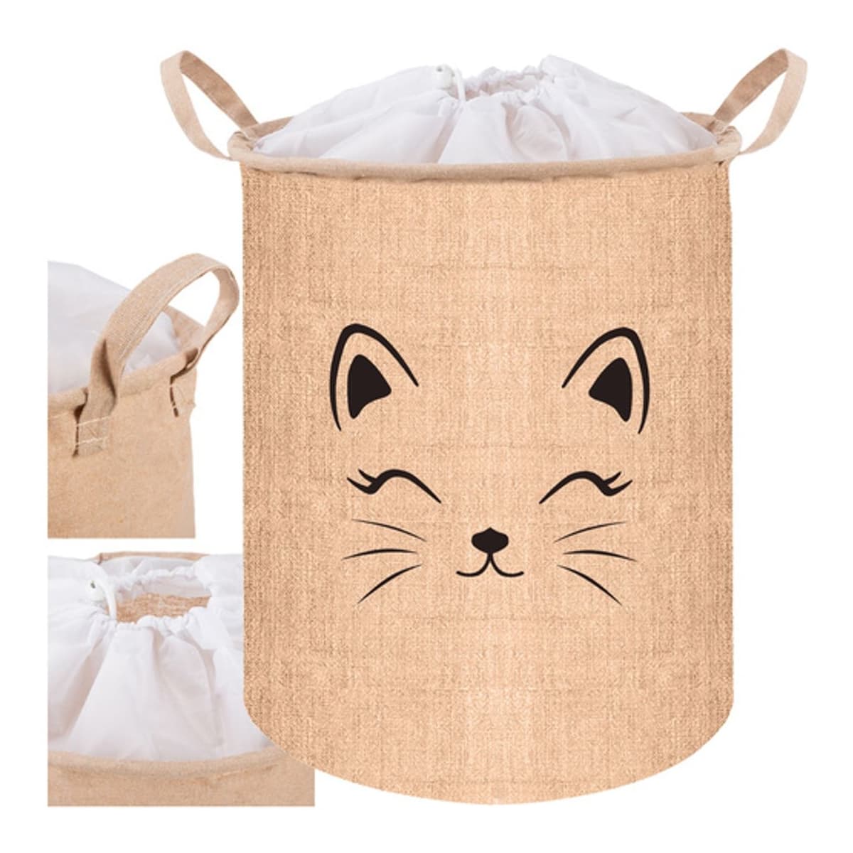 Leksakskorg hopfällbar 42L med lås beige