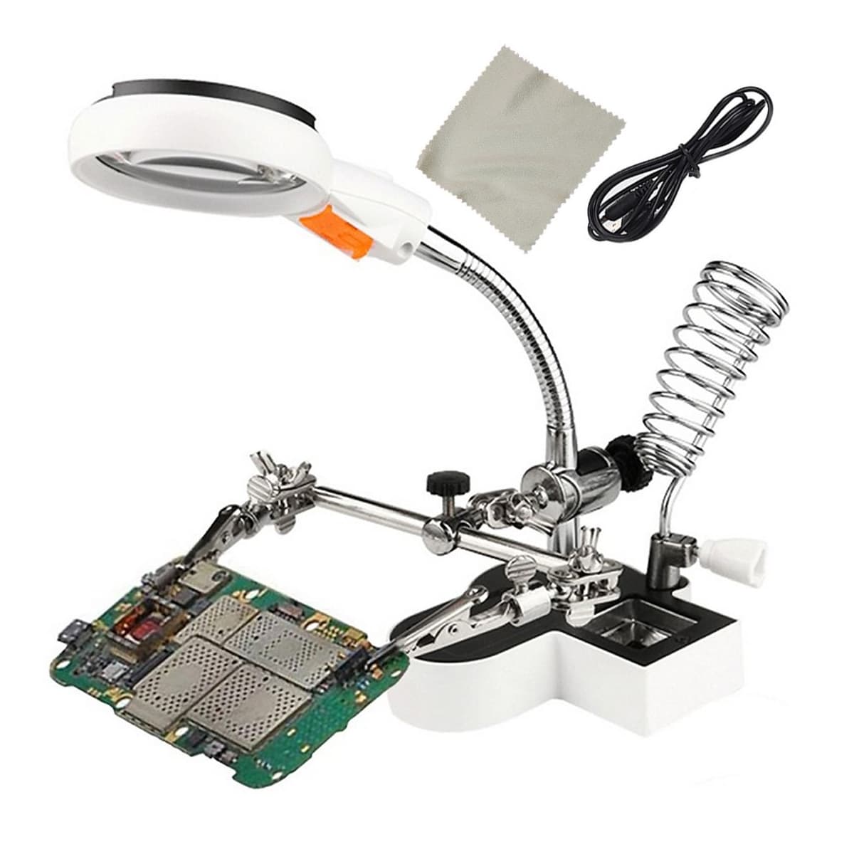 Lödstöd med förstoringsglas 4,5x/11x och LED