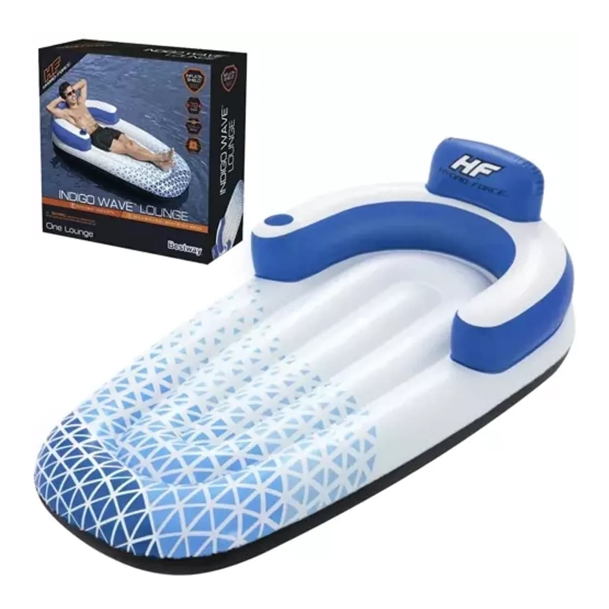 Luftmadrass med nackstöd och ryggstöd, 191x107 cm