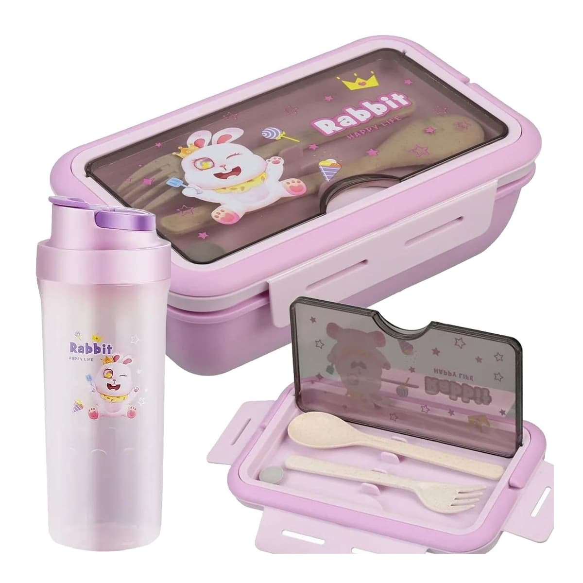 Lunchbox-set med vattenflaska 500 ml och bestick