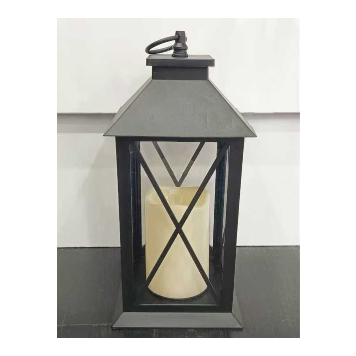 Lykta 29 cm, svart metall