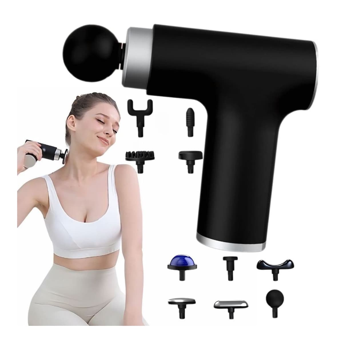 Massagepistol med värme/kyla, 10 munstycken