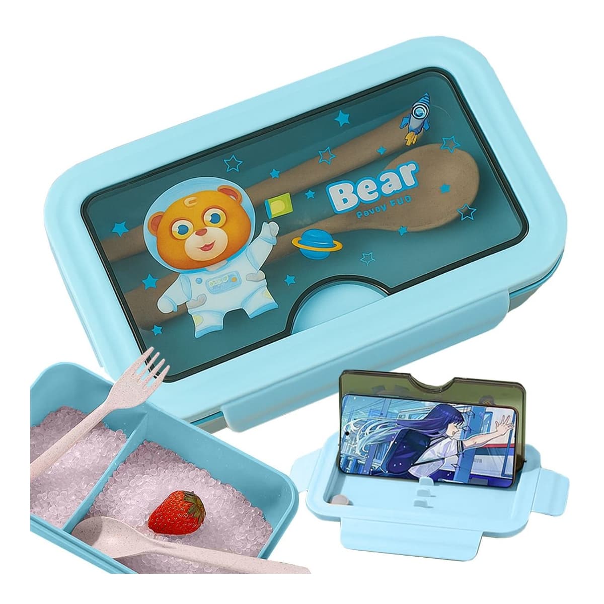 Matlåda med fack och bestick, 1 liter