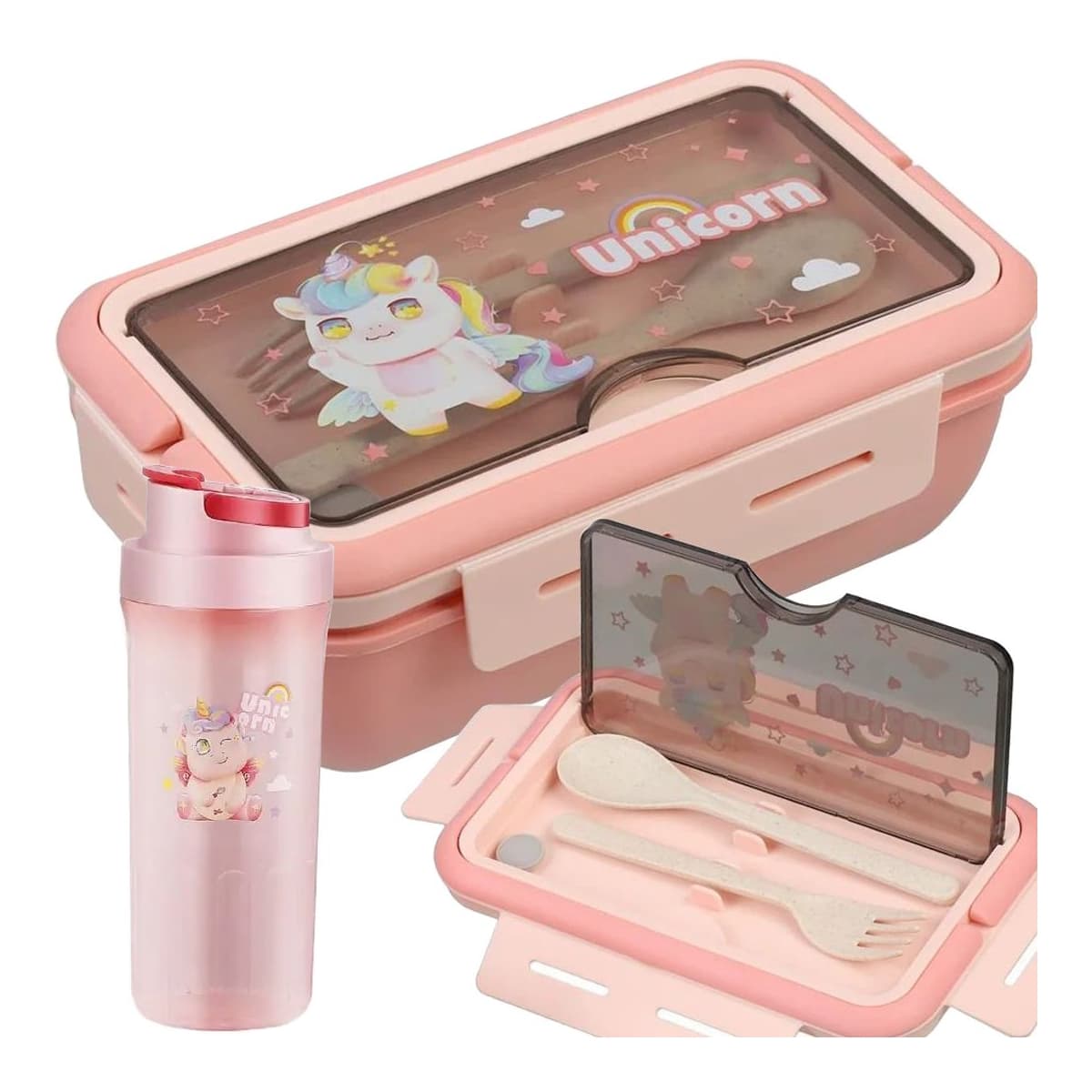 Matlåda med vattenflaska, 1100 ml, rosa