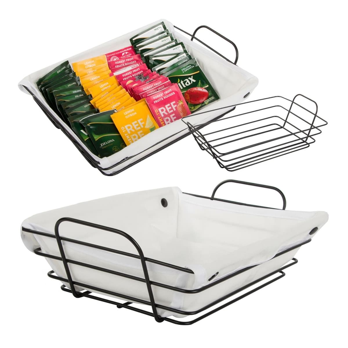 Metallkorg med foder, 31 x 22 cm