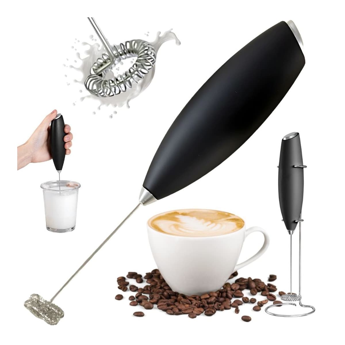 Mjölkskummare elektrisk med ställ, 24 cm