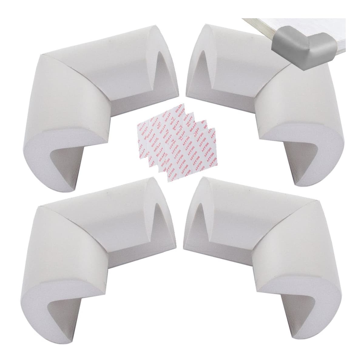 Möbelskydd för hörn, grå, 4-pack