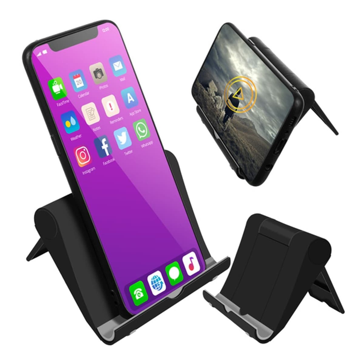 Mobilställ med justerbar vinkel, svart PP