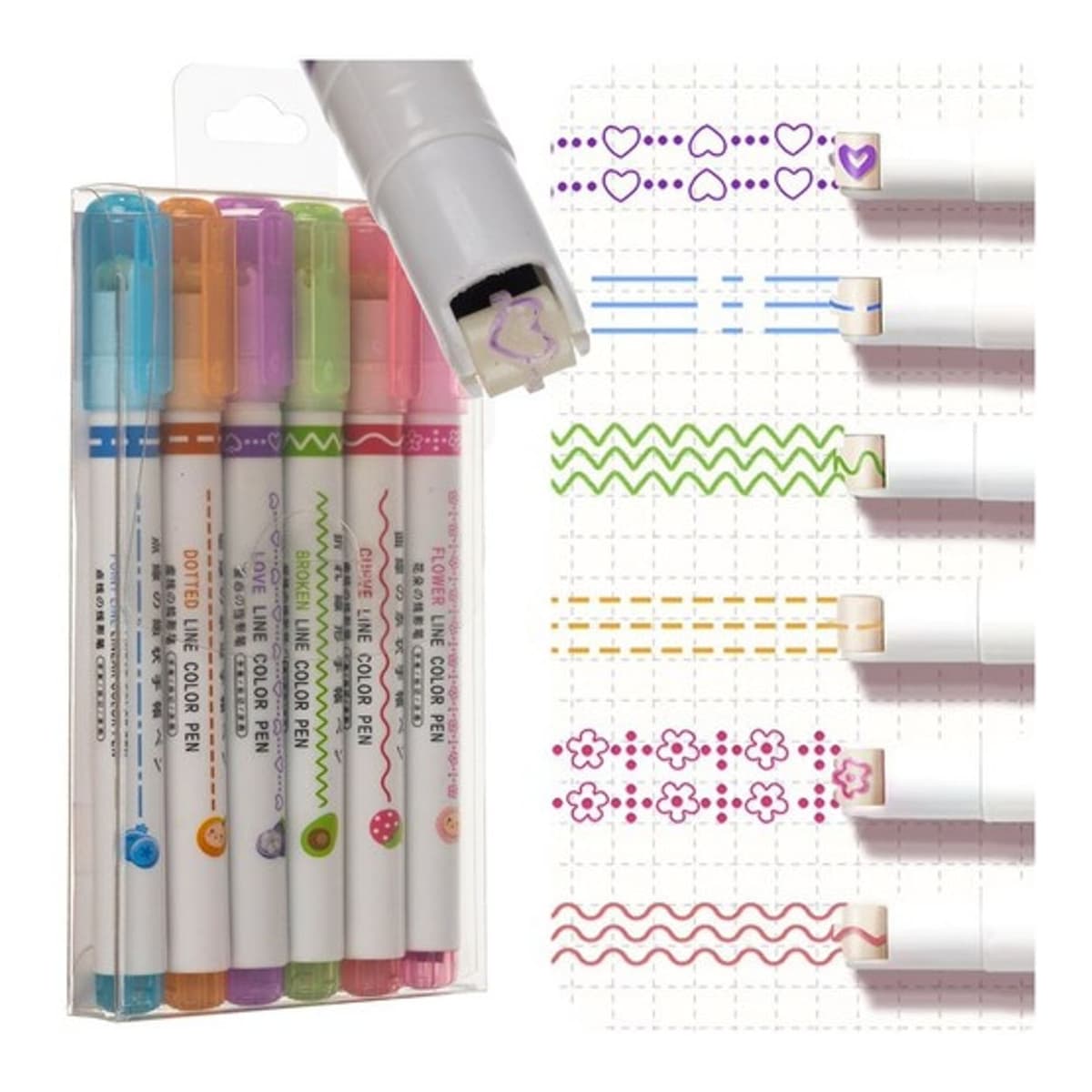 Mönsterpennor barn 6-pack olika mönster Maaleo