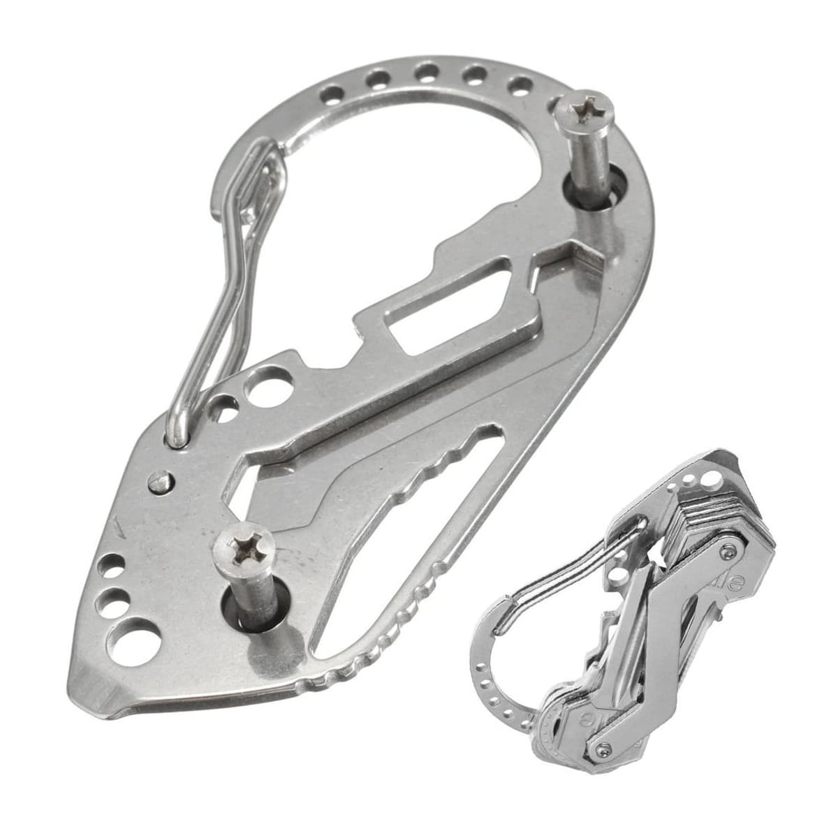 Multitool med karbinhake, rostfritt stål, 8,5 cm