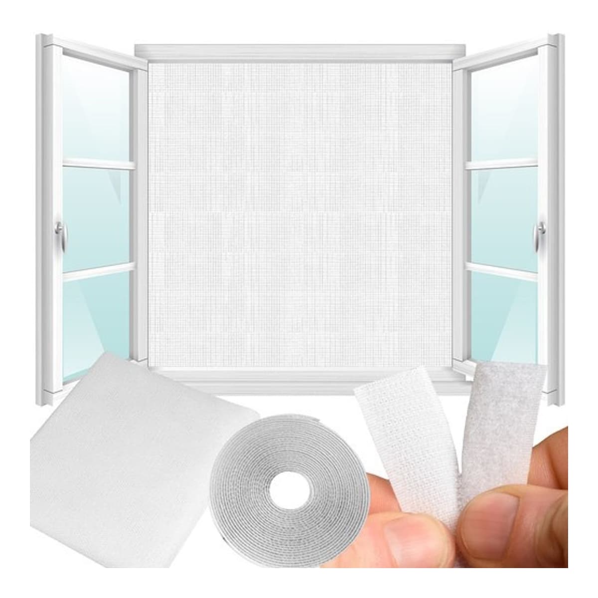 Myggnät för fönster med kardborreband 130x160 cm