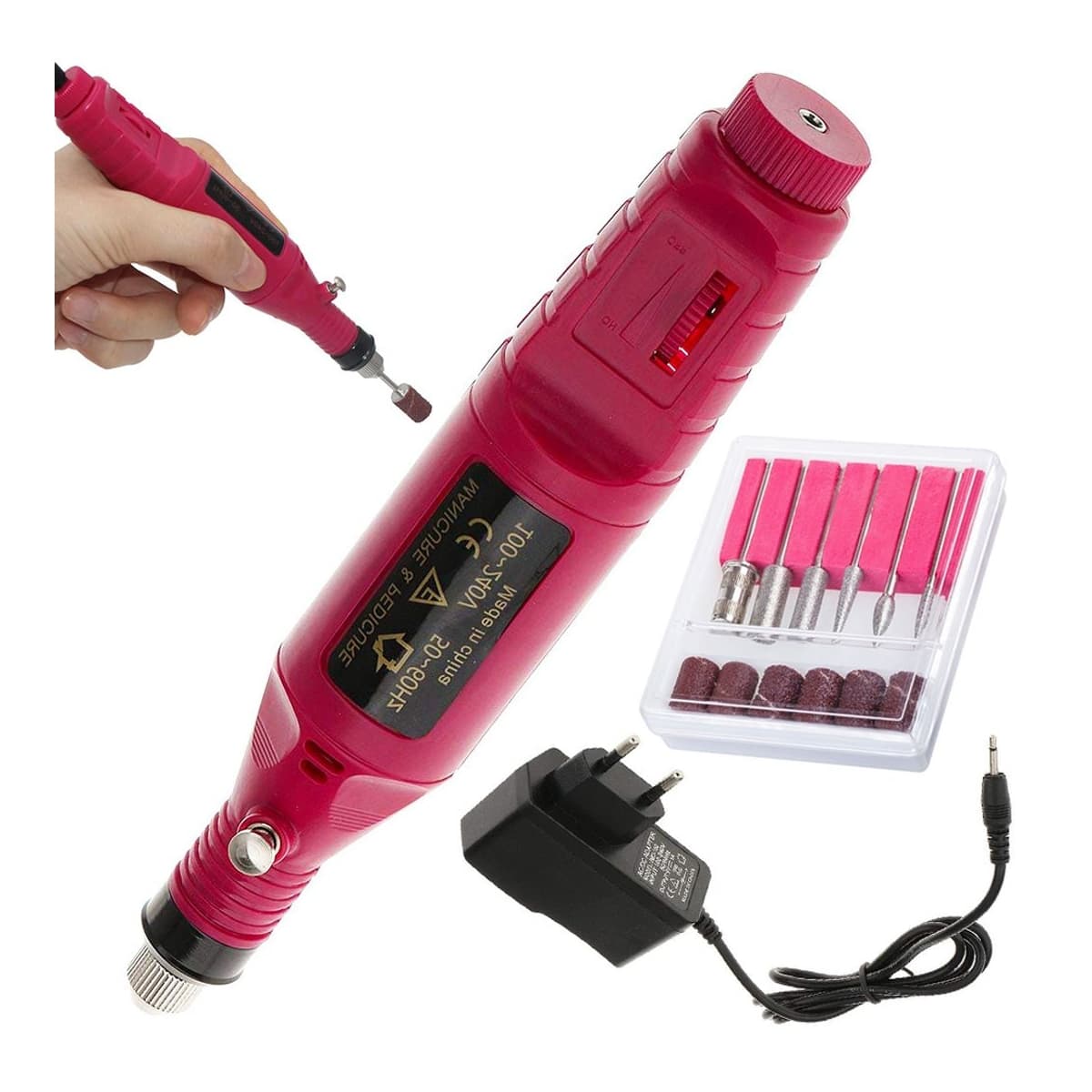 Nagelfräs för manikyr och pedikyr med 6 borrar