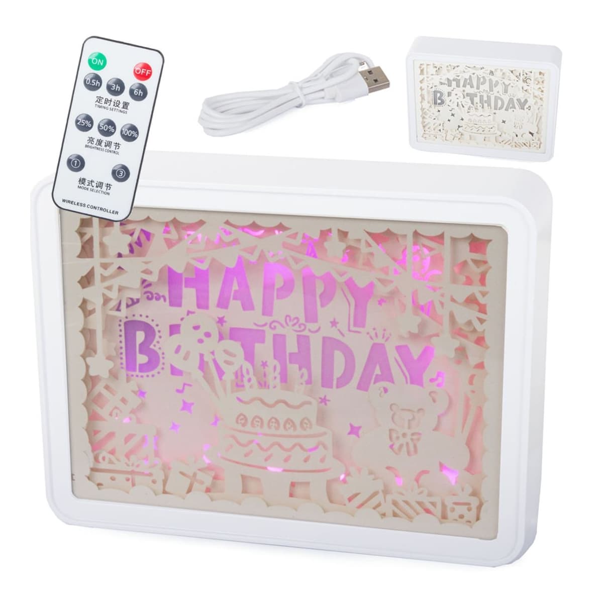 Nattlampa 3D-motiv med RGB LED och fjärrkontroll