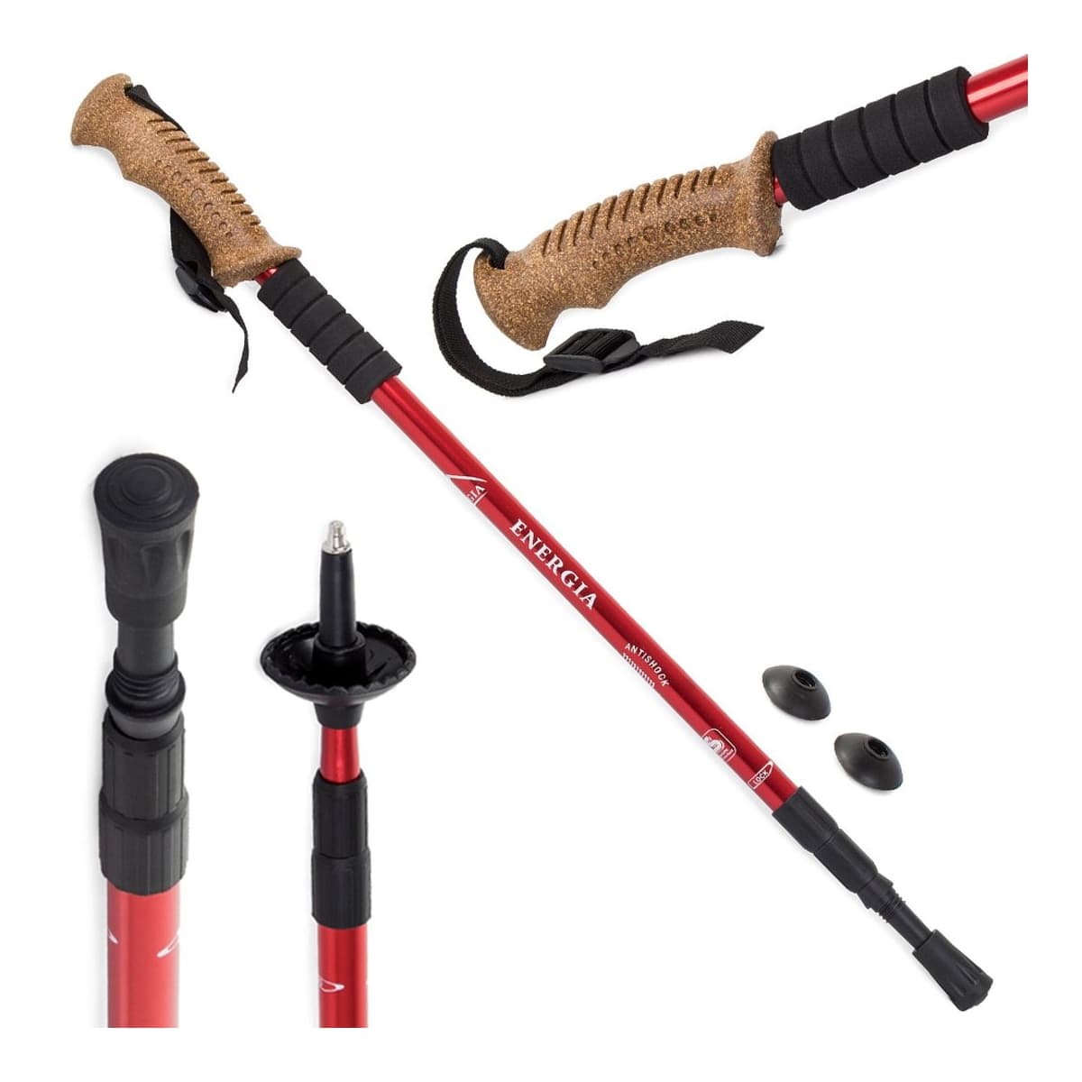 Nordic walking-stav med korkhandtag, 3-delad