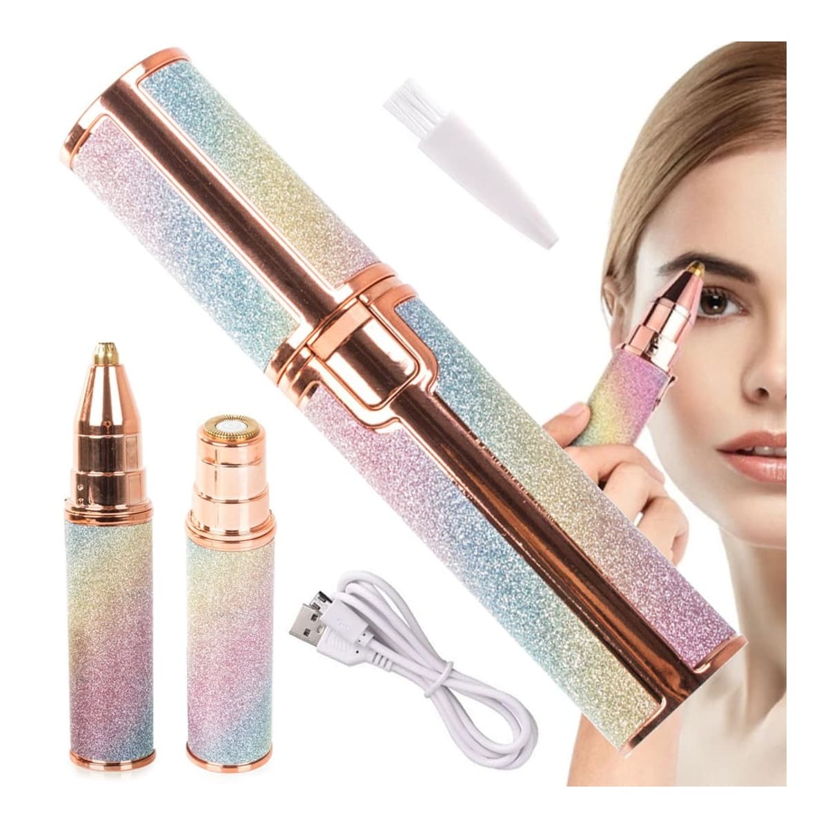 Ögonbrynstrimmer med LED-ljus, 13 cm