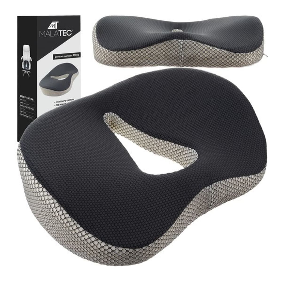 Ortopedisk sittkudde med memory foam, 46x36 cm