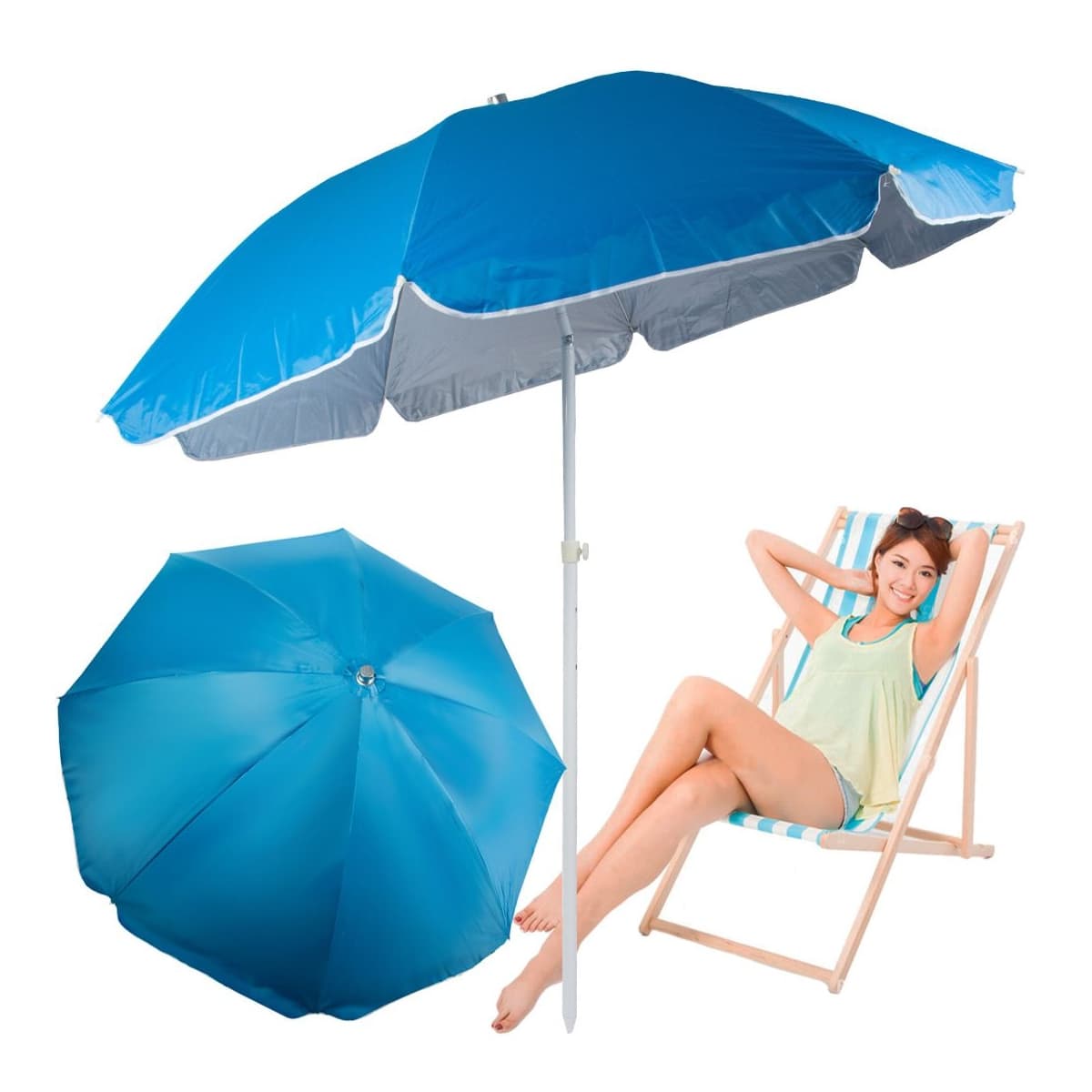 Parasoll med UV-filter, 170 cm, hopfällbar