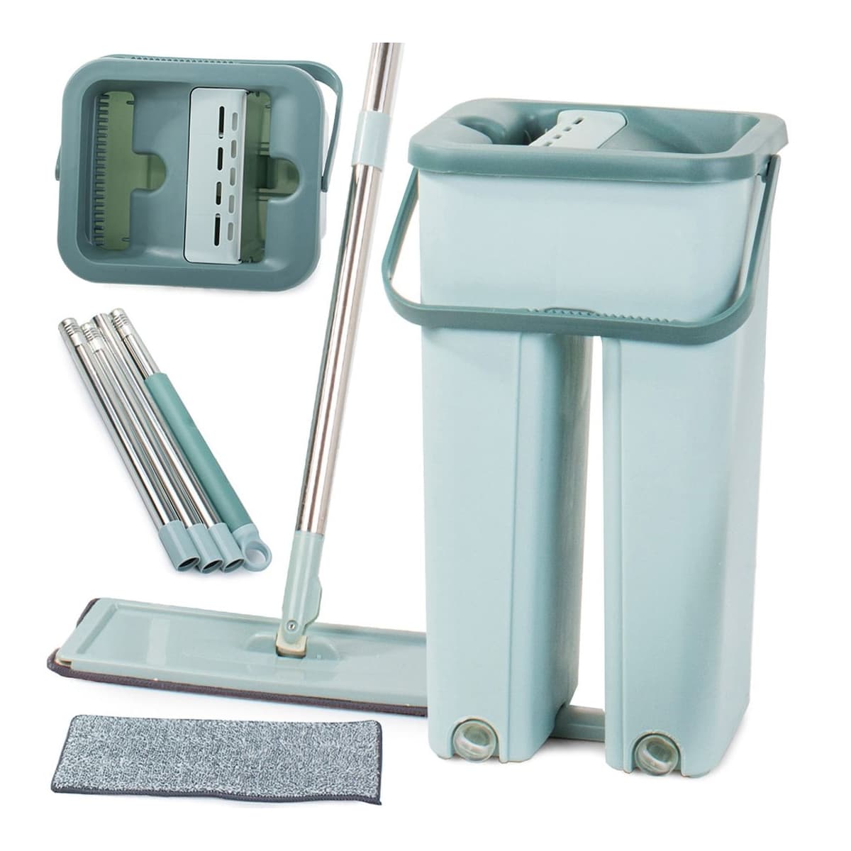 Platt mopp med tvåkammarspann, 119 cm