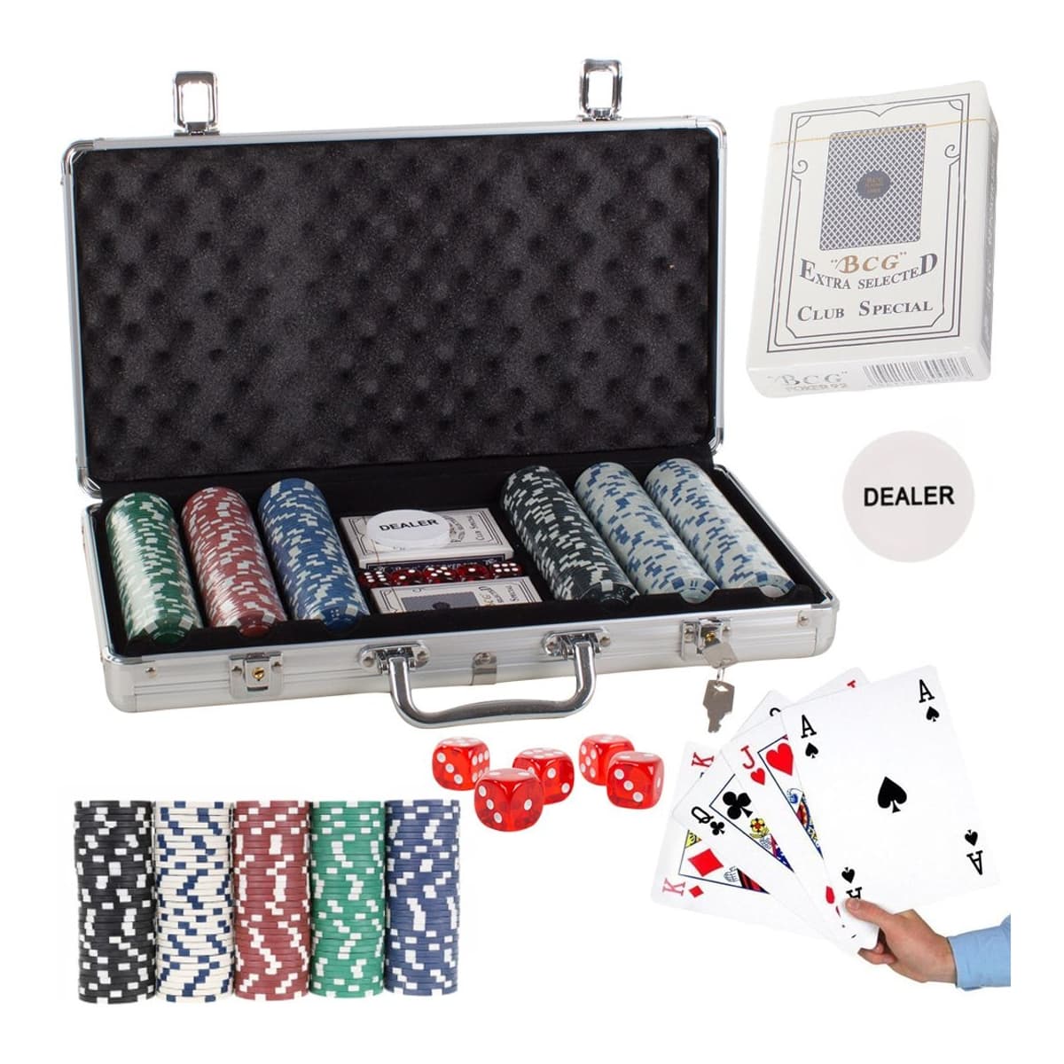 Pokerset med 300 marker, aluminiumväska