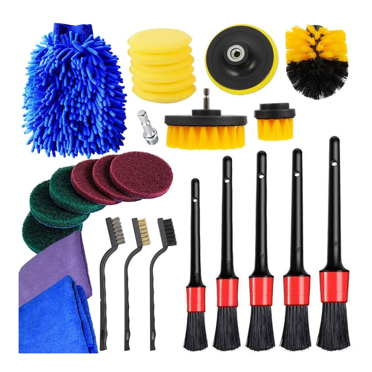 Polerset för borrmaskin med mikrofibersvampar