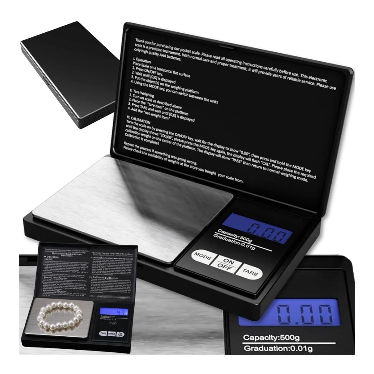 Precisionsvåg, 500g/0,1g, för smycken