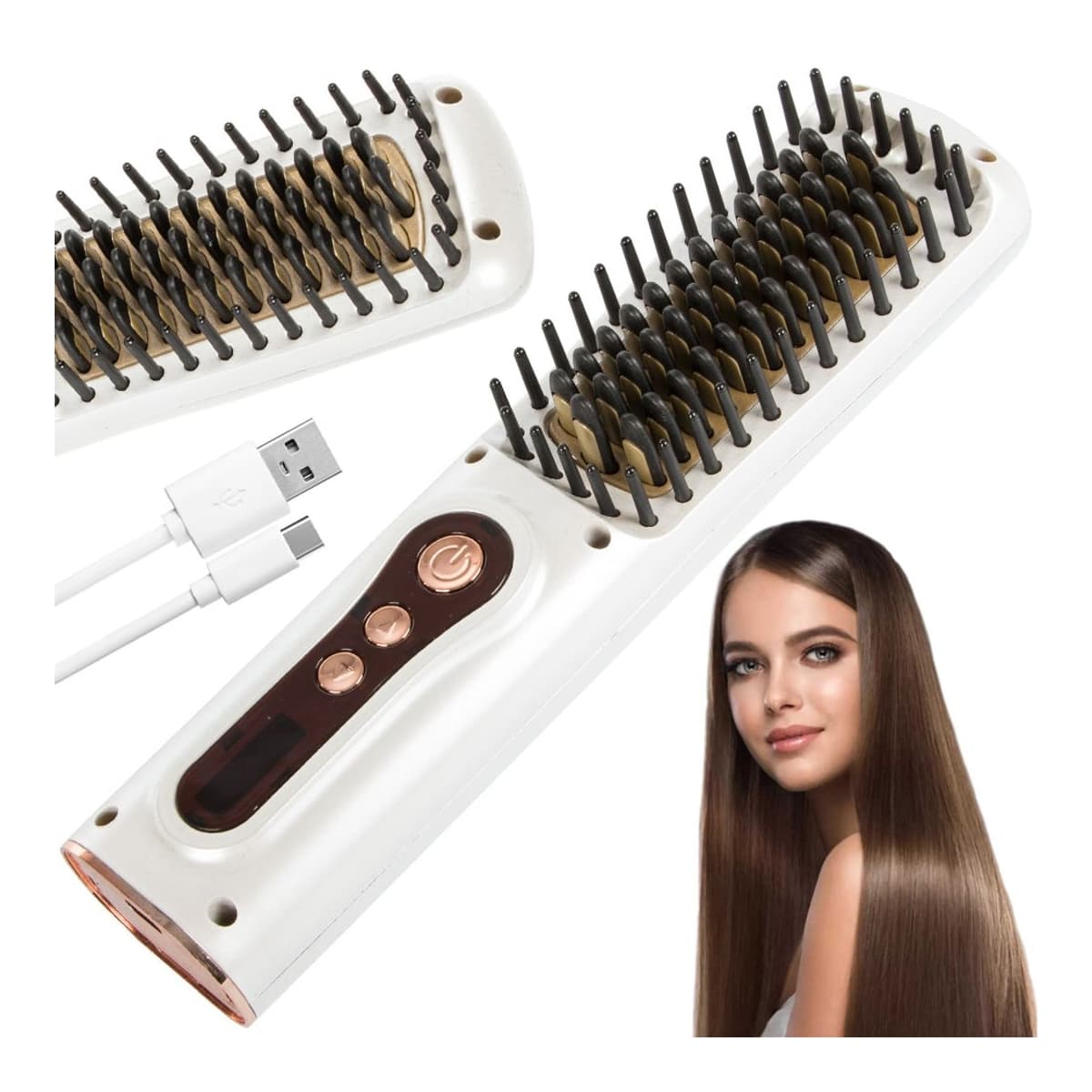 Rätborste för hår, trådlös, 3 temperaturlägen