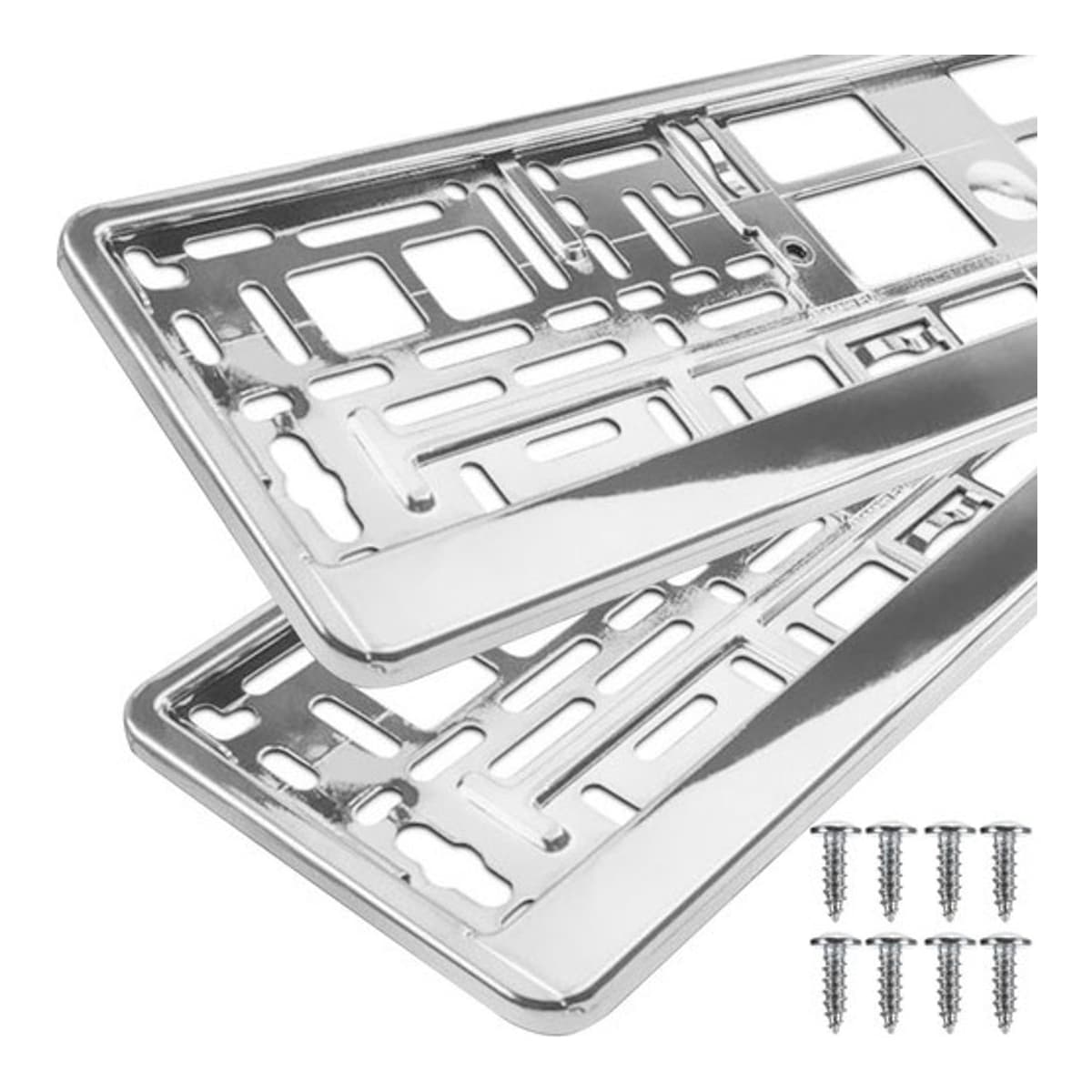 Registreringsskyltsram, silver, 2-pack
