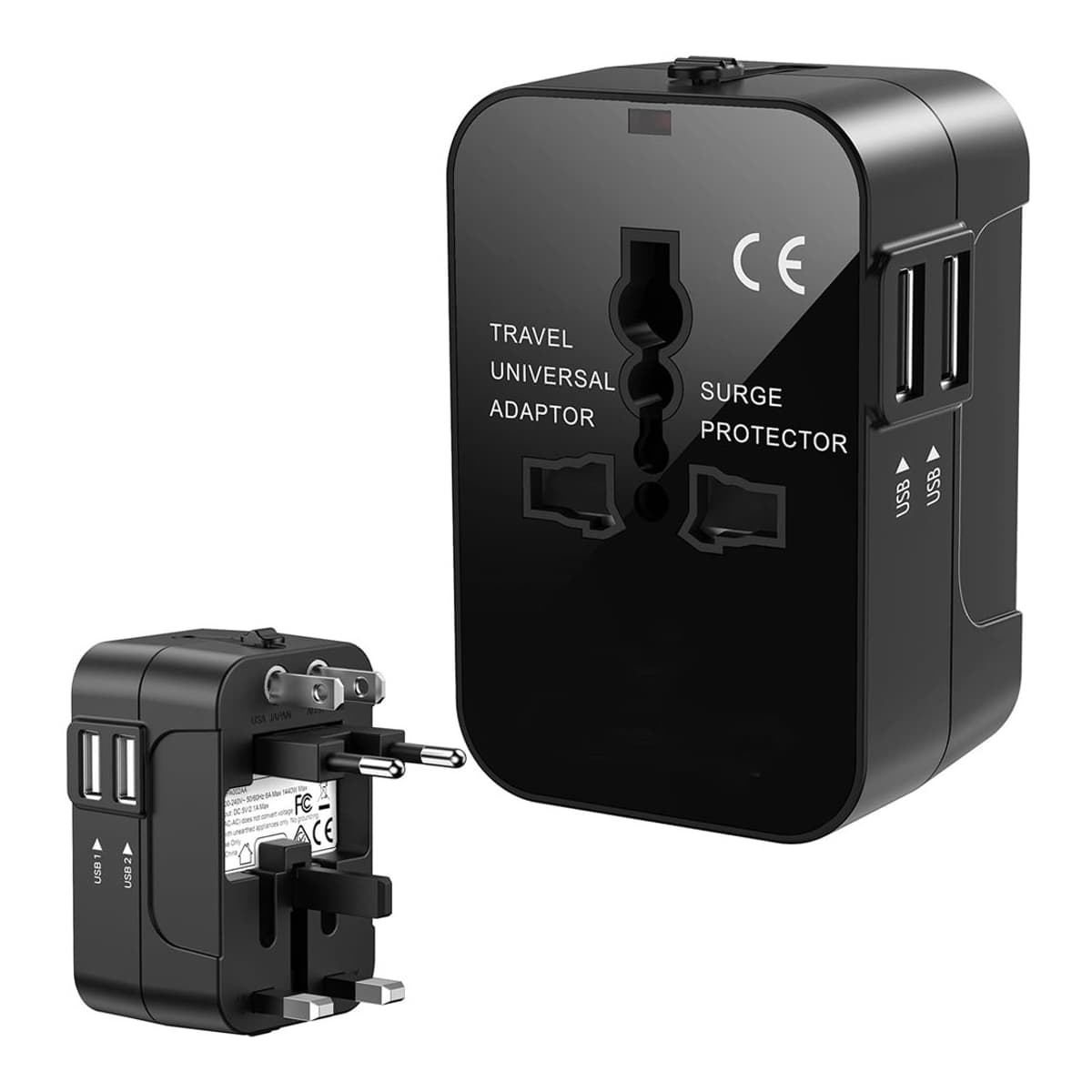 Reseadapter, universal, 2x USB, 4 kontakttyper