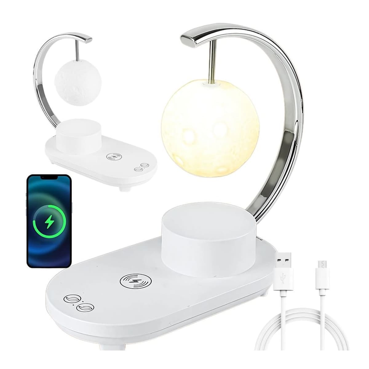 RGB månskenslampа med 10W trådlös laddning och högtalare