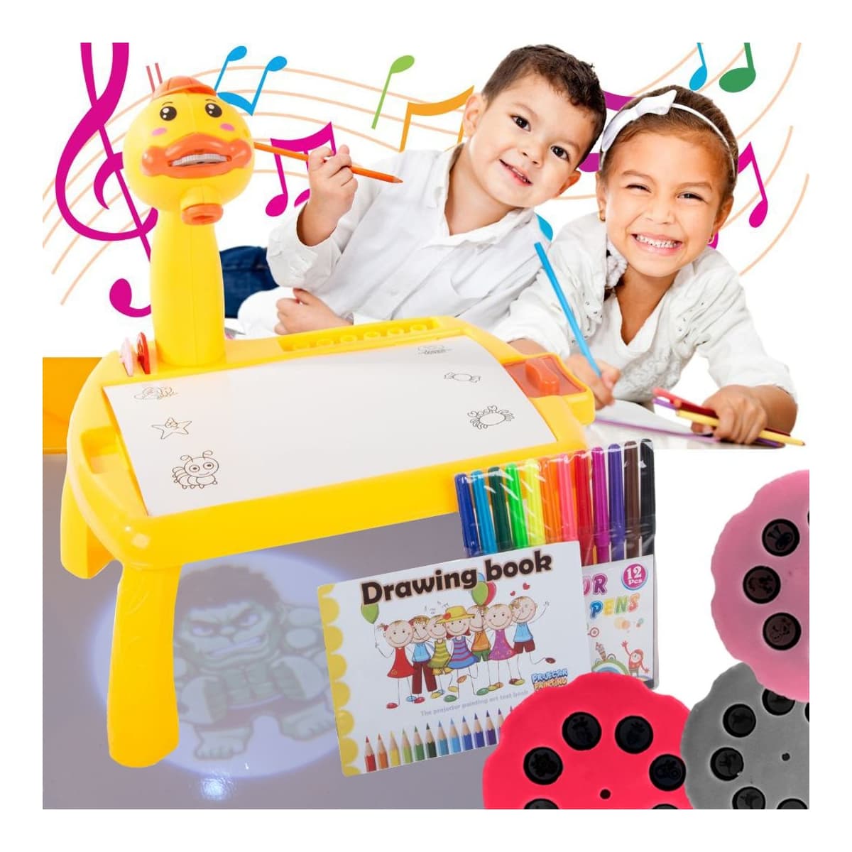 Ritprojektorbord med 24 mönster och pennor