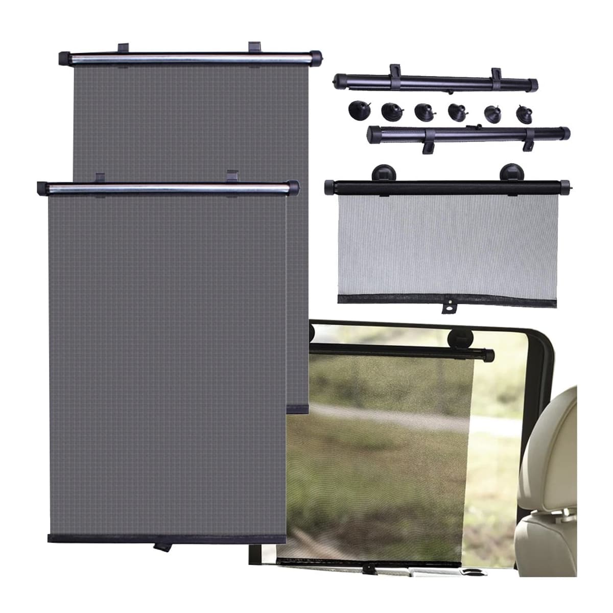 Rullgardin bil sidoruta 2-pack, 40 x 47 cm