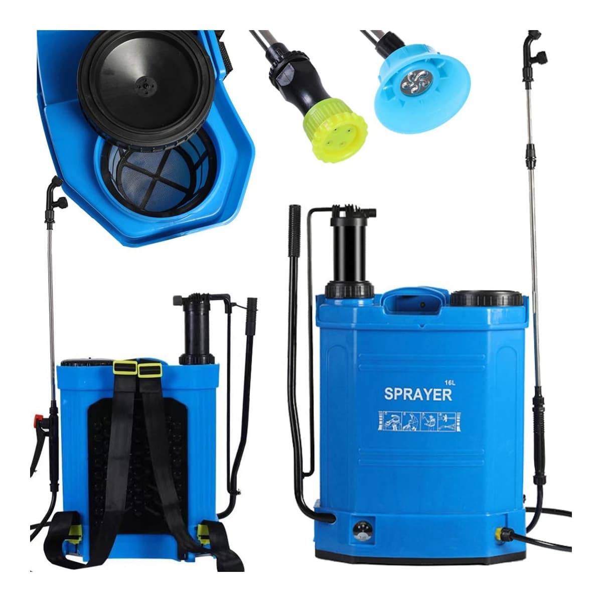 Ryggspruta trådlös 16L med teleskopstång