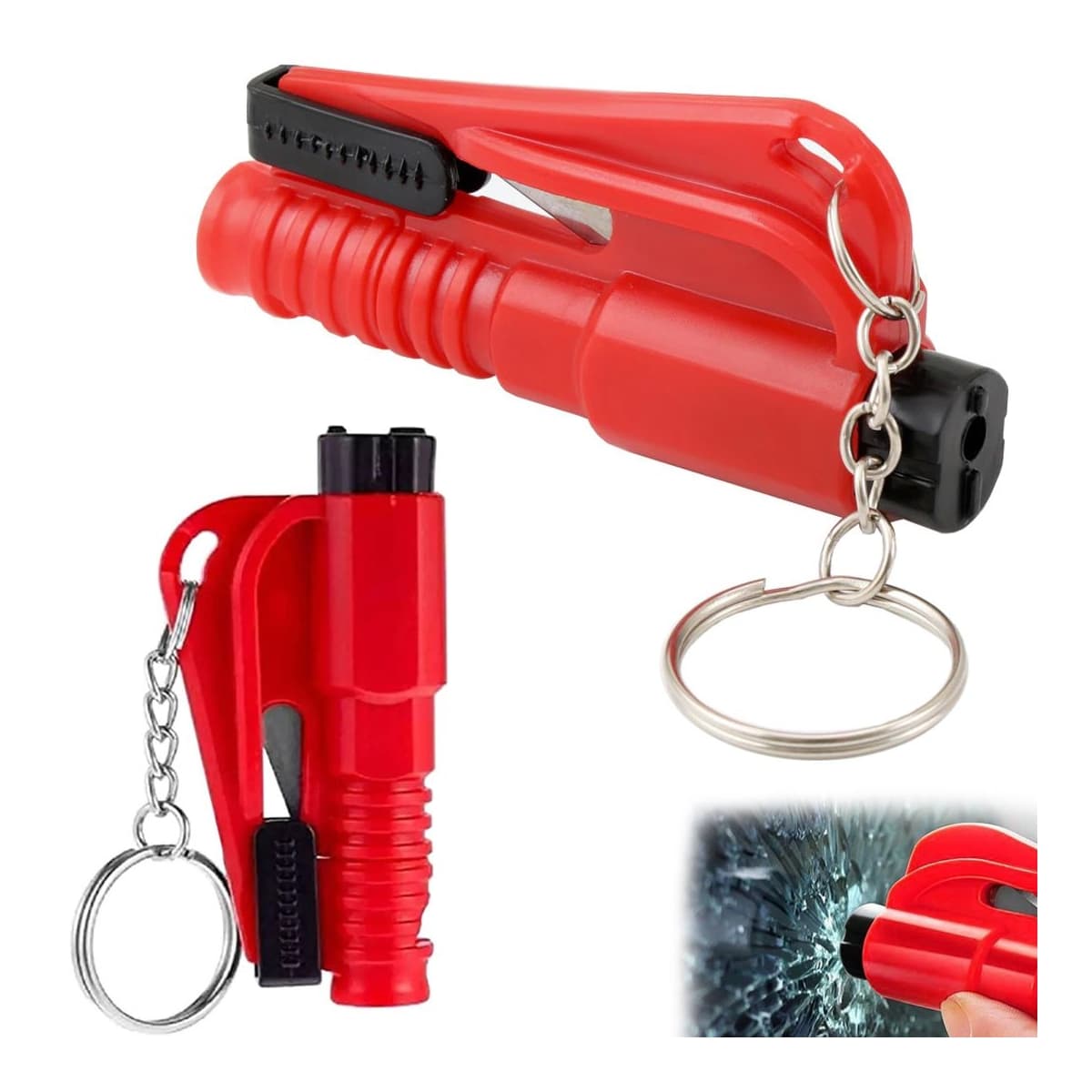 Säkerhetshammare 3-i-1, nyckelring, 7,5 cm