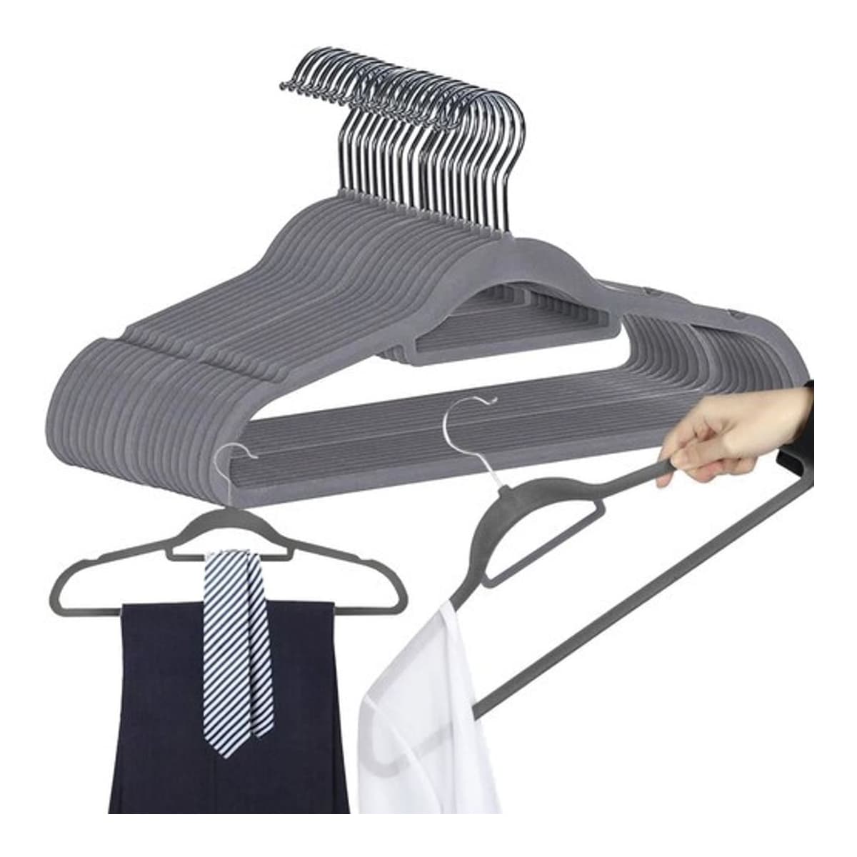 Sammetsgalgar 20-pack grå med 360° krok