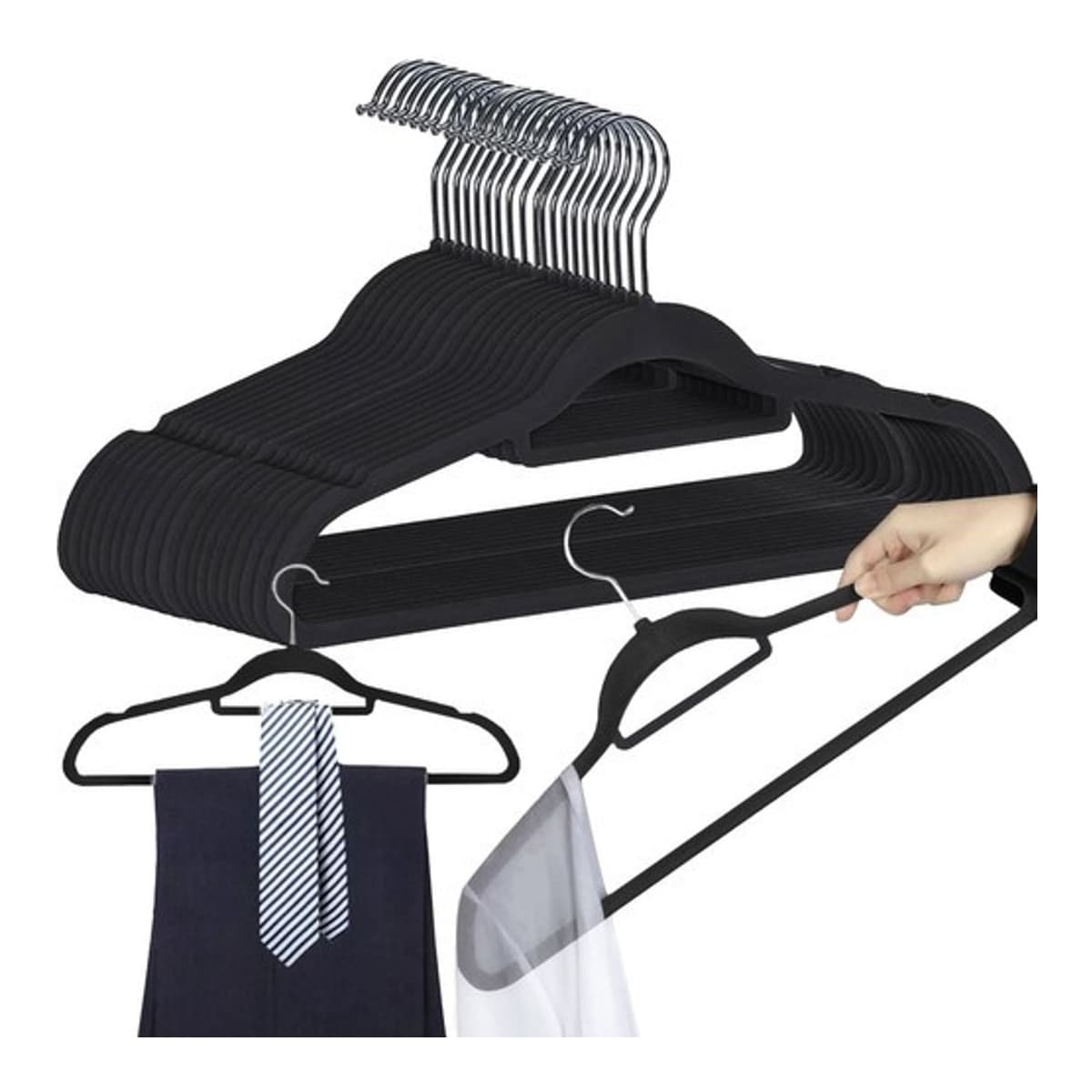 Sammetsgalgar 20-pack, svarta, 45 cm