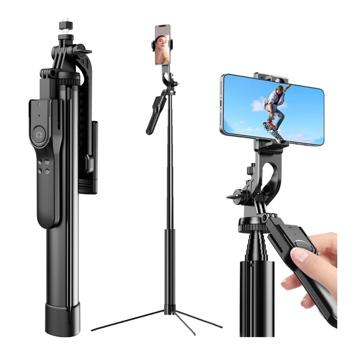 Selfiestick med tripod och Bluetooth, 178 cm