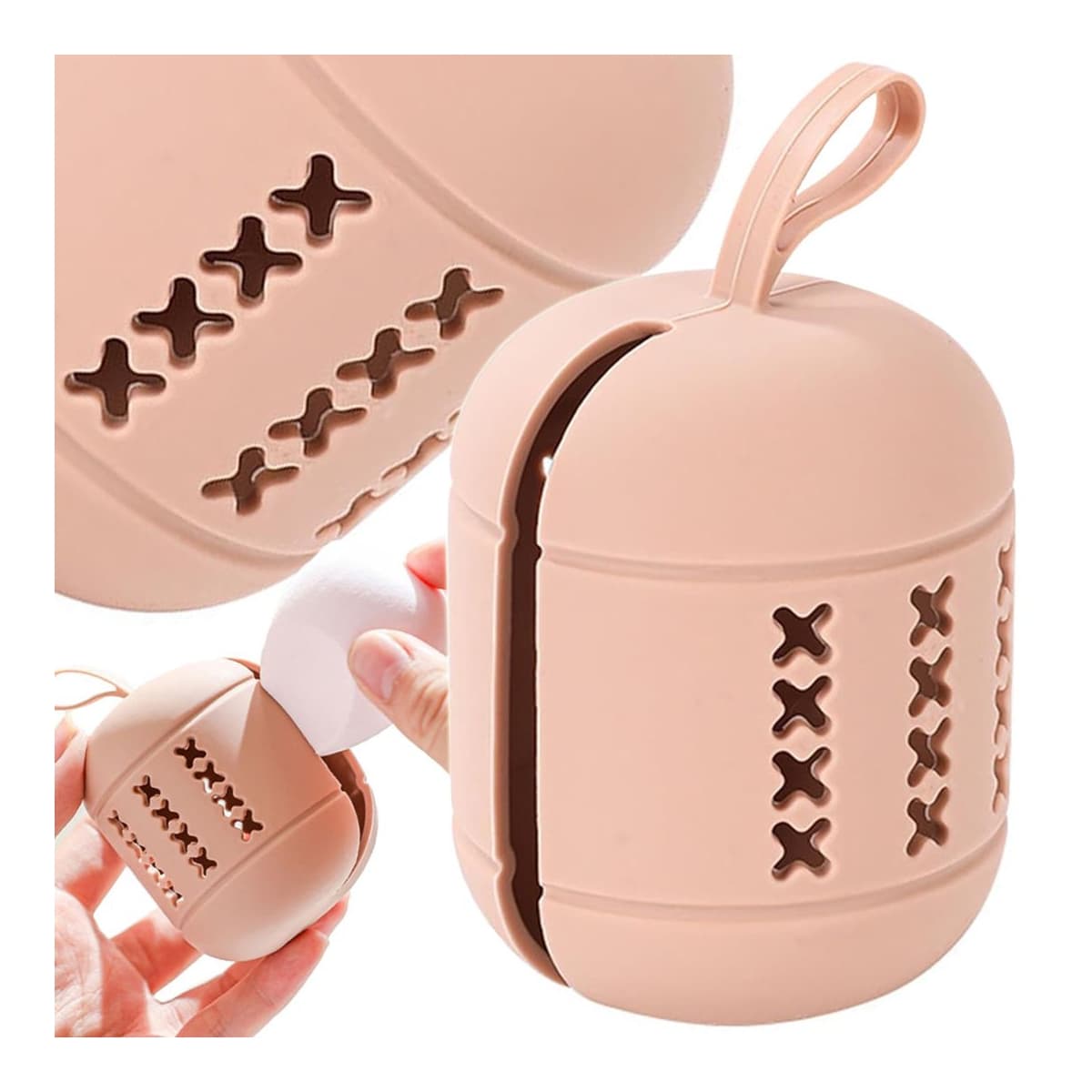 Silikonhållare för sminksvamp med upphängning