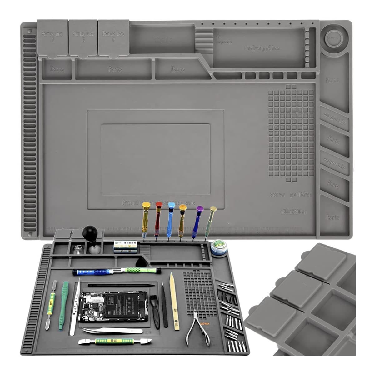 Silikonmatta för lödning 45×30 cm med magneter