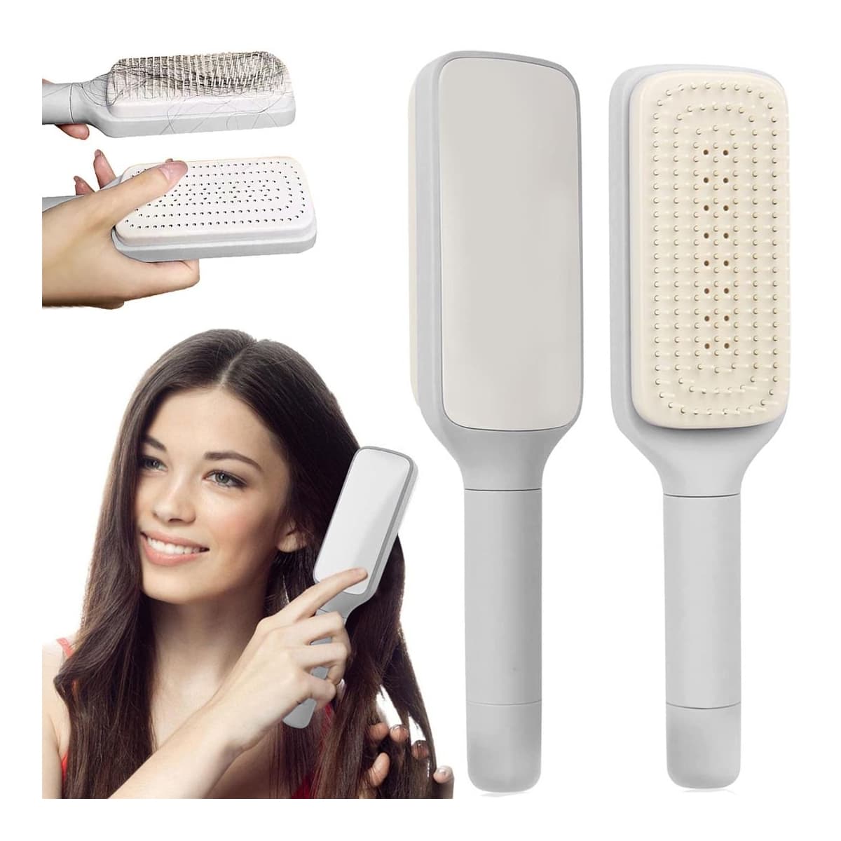 Självrenande hårborste, antistatisk, 24 cm