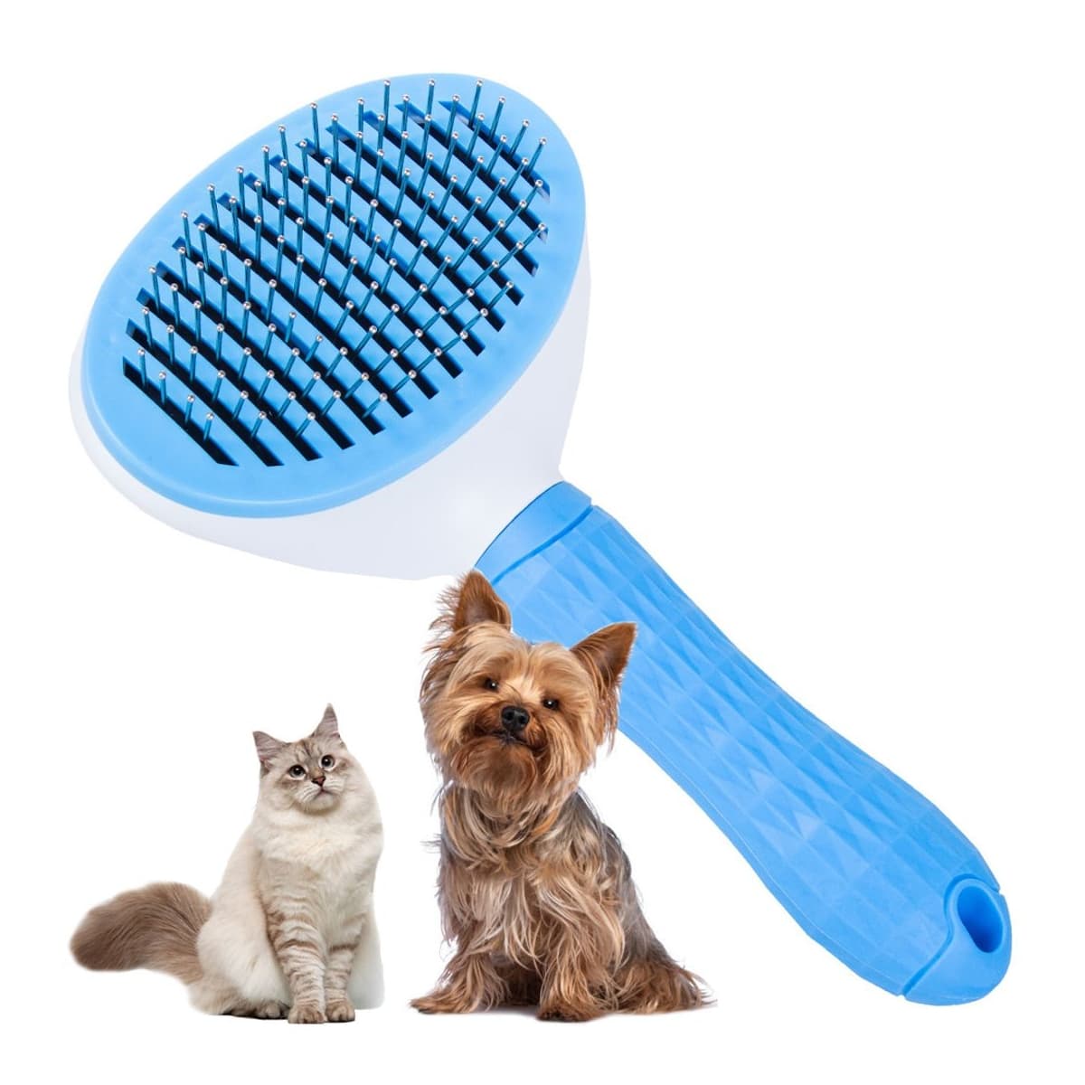 Självrenande hundborste med tryckknapp, 19 cm