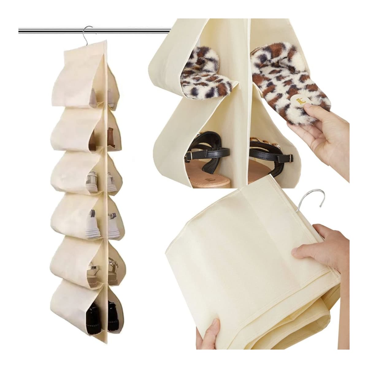 Skoförvaring hängande, 12 par, 115x32 cm