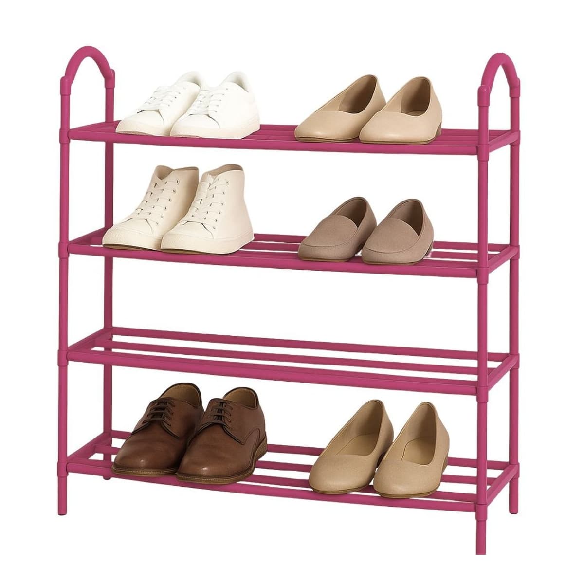 Skohylla 4 våningar, rosa, 72x63 cm