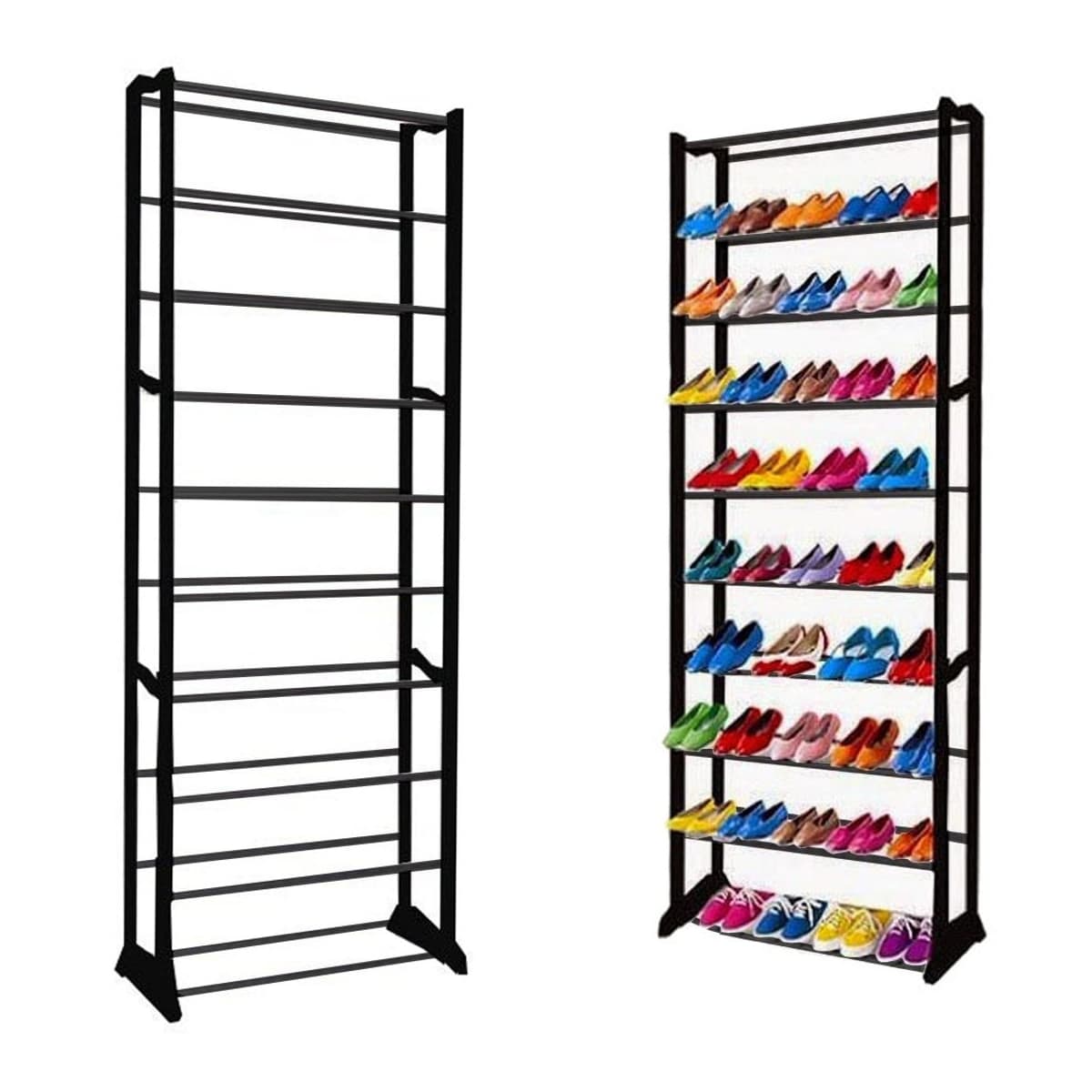 Skohylla, metall, 30 par, 10 hyllor
