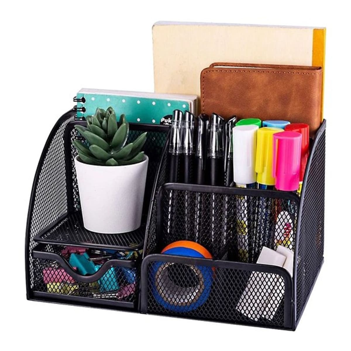 Skrivbordsorganisatör 6 fack, svart metall