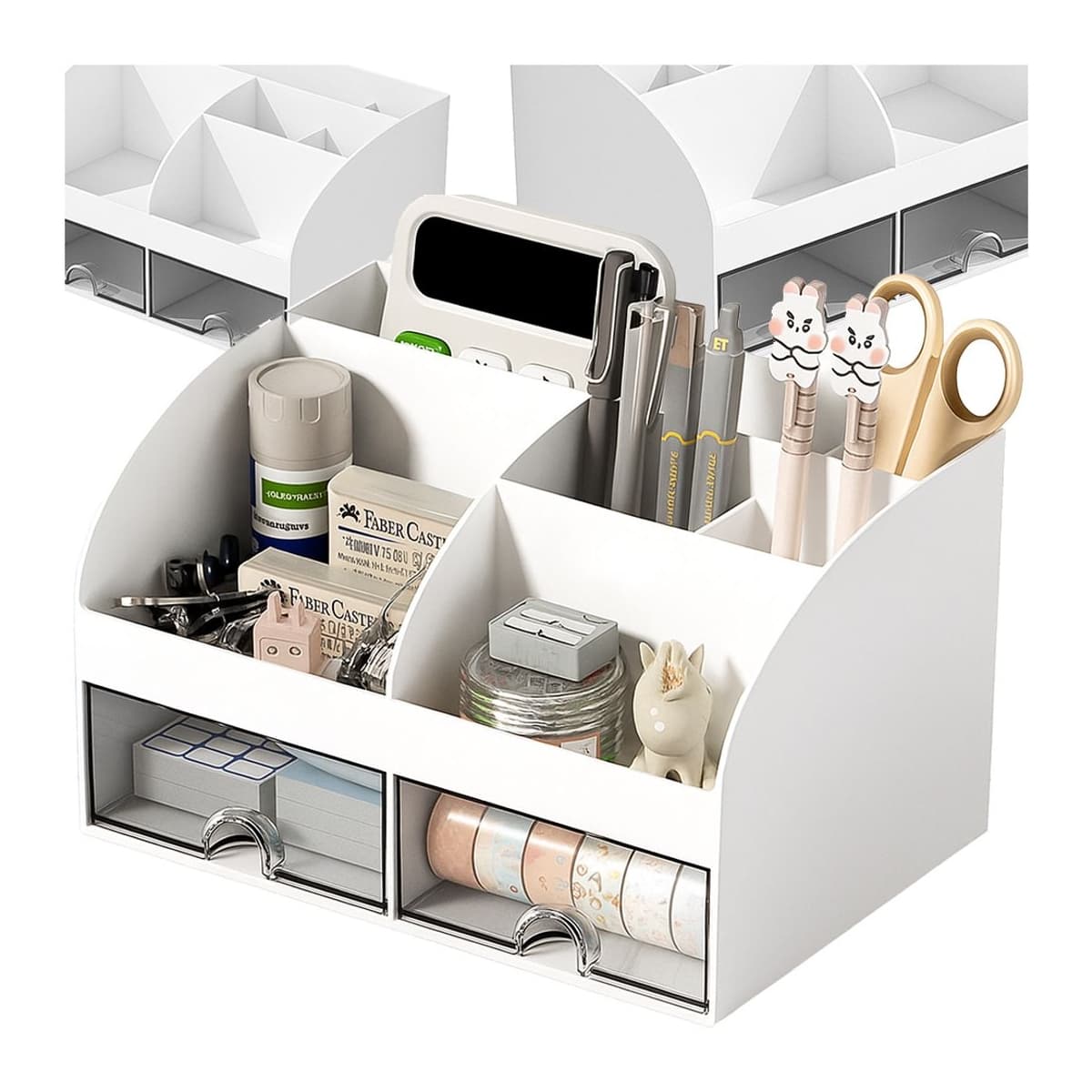 Skrivbordsorganisatör med 2 lådor, 21x14 cm