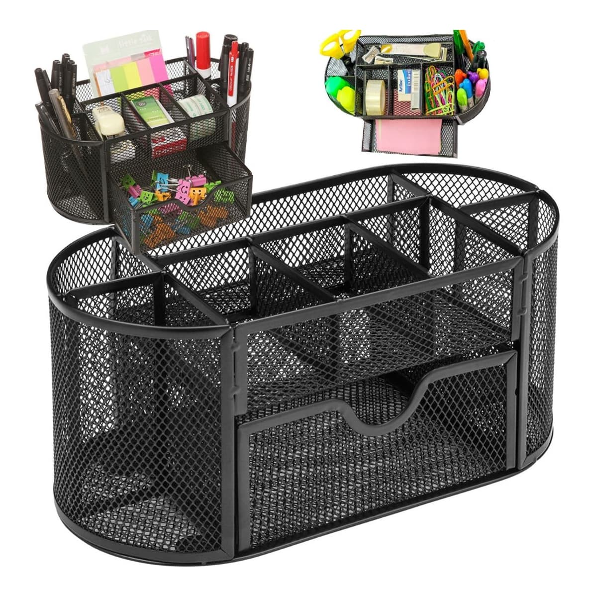 Skrivbordsorganisatör med låda, 8 fack, 22 cm